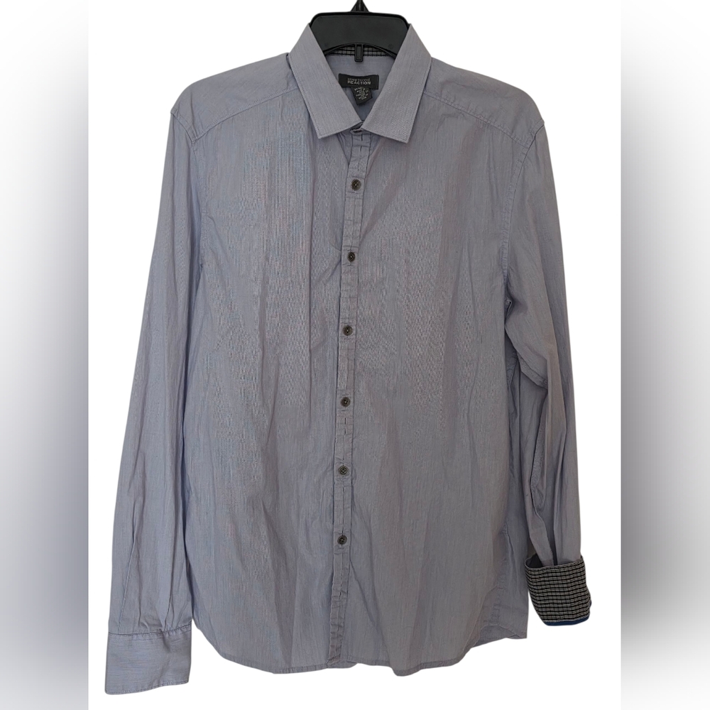 Kenneth Cole Reaction Casual Button Down Long Sleeve Shirt Purple Size Mediun